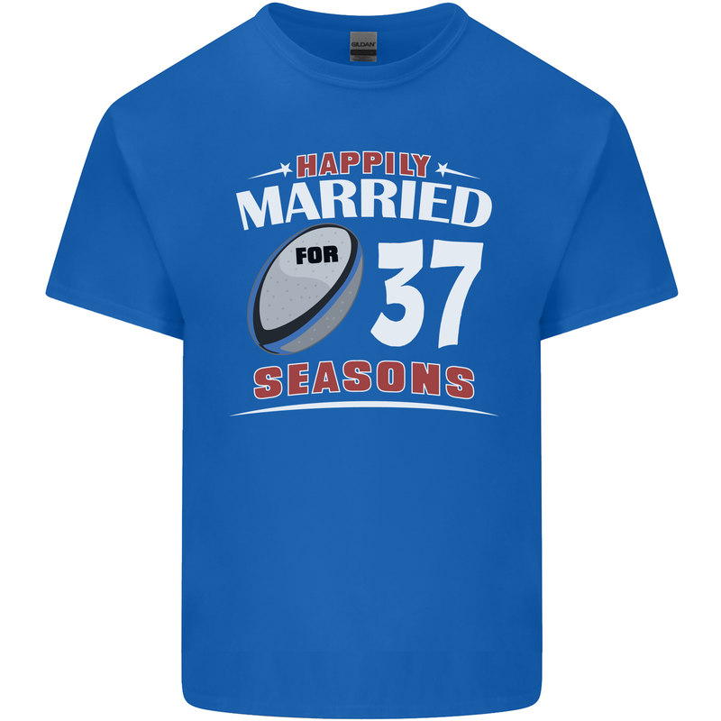 37 Year Wedding Anniversary 37th Rugby Mens Cotton T-Shirt Tee Top Royal Blue
