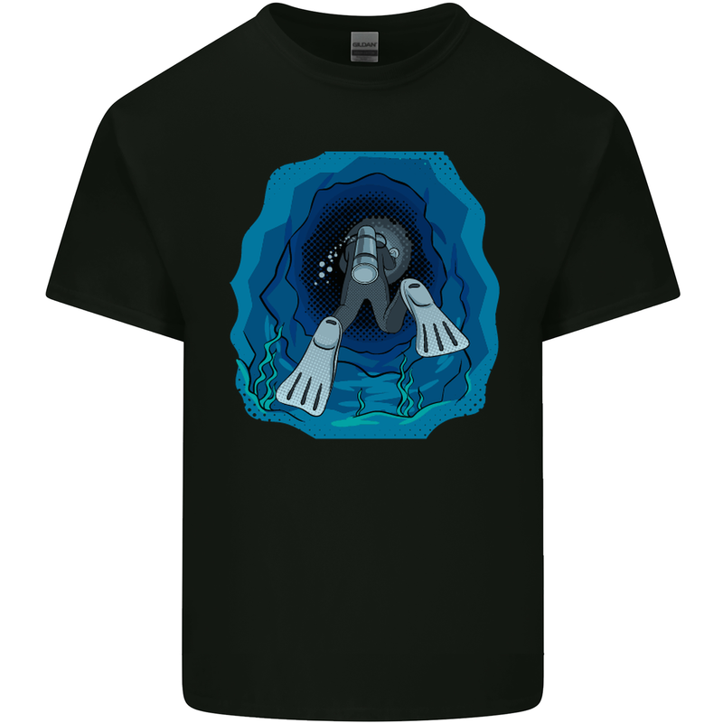 3D Scuba Diver Diving Mens Cotton T-Shirt Tee Top Black