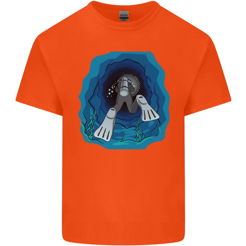 3D Scuba Diver Diving Mens Cotton T-Shirt Tee Top Orange