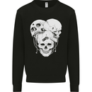 3 Skulls Gothic Heavy Metal Biker Demon Kids Sweatshirt Jumper Black