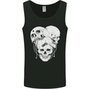 3 Skulls Gothic Heavy Metal Biker Demon Mens Vest Tank Top Black