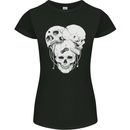 3 Skulls Gothic Heavy Metal Biker Demon Womens Petite Cut T-Shirt Black