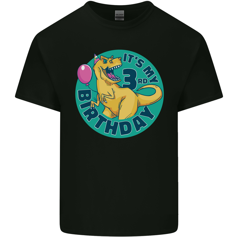3rd Birthday Dinosaur T-Rex 3 Year Old Kids T-Shirt Childrens Black