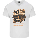 40 Year Old Banger Birthday 40th Year Old Mens V-Neck Cotton T-Shirt White