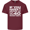 40th Birthday 40 Year Old Don't Grow Up Funny Mens Cotton T-Shirt Tee Top Maroon