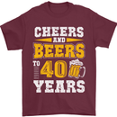40th Birthday 40 Year Old Funny Alcohol Mens T-Shirt 100% Cotton Maroon