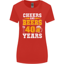40th Birthday 40 Year Old Funny Alcohol Womens Wider Cut T-Shirt Red