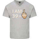 40th Birthday Funny Offensive 40 Year Old Mens V-Neck Cotton T-Shirt Sports Grey