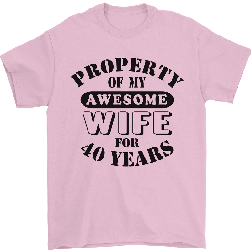 40th Wedding Anniversary 40 Year Funny Wife Mens T-Shirt 100% Cotton Light Pink