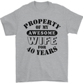 40th Wedding Anniversary 40 Year Funny Wife Mens T-Shirt 100% Cotton Sports Grey