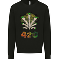 420 Herb Marijuana Weed Drugs Cannabis Mens Sweatshirt Jumper Black
