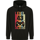 43rd Birthday 43 Year Old Level Up Gamming Mens 80% Cotton Hoodie Black