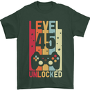 45th Birthday 45 Year Old Level Up Gamming Mens T-Shirt 100% Cotton Forest Green