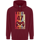 47th Birthday 47 Year Old Level Up Gamming Mens 80% Cotton Hoodie Maroon