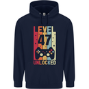 47th Birthday 47 Year Old Level Up Gamming Mens 80% Cotton Hoodie Navy Blue