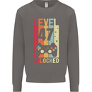 47th Birthday 47 Year Old Level Up Gamming Mens Sweatshirt Jumper Charcoal