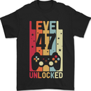 47th Birthday 47 Year Old Level Up Gamming Mens T-Shirt 100% Cotton Black