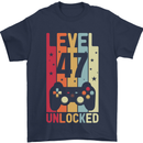 47th Birthday 47 Year Old Level Up Gamming Mens T-Shirt 100% Cotton Navy Blue
