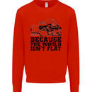 4X4 Because the World Isnt Flat Off Roading Kids Sweatshirt Jumper Bright Red