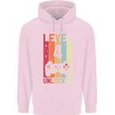 4th Birthday 4 Year Old Level Up Gamming Childrens Kids Hoodie Light Pink