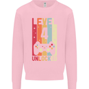4th Birthday 4 Year Old Level Up Gamming Kids Sweatshirt Jumper Light Pink