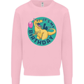 4th Birthday Dinosaur T-Rex 4 Year Old Kids Sweatshirt Jumper Light Pink