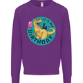 4th Birthday Dinosaur T-Rex 4 Year Old Kids Sweatshirt Jumper Purple