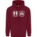 4x4 Problem Solved Off Roading Road Childrens Kids Hoodie Maroon