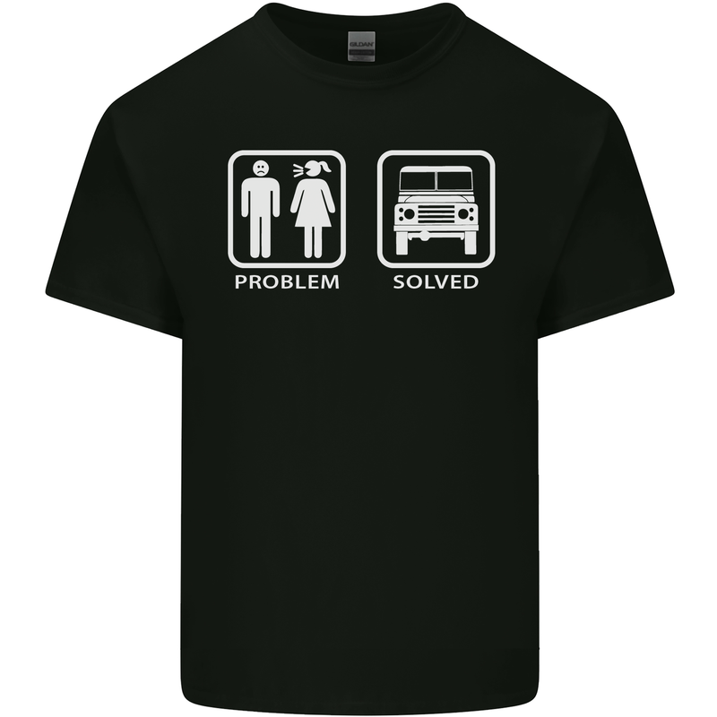 4x4 Problem Solved Off Roading Road Mens Cotton T-Shirt Tee Top Black