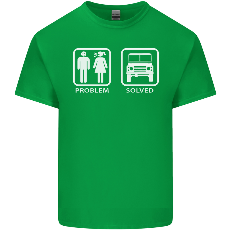 4x4 Problem Solved Off Roading Road Mens Cotton T-Shirt Tee Top Irish Green