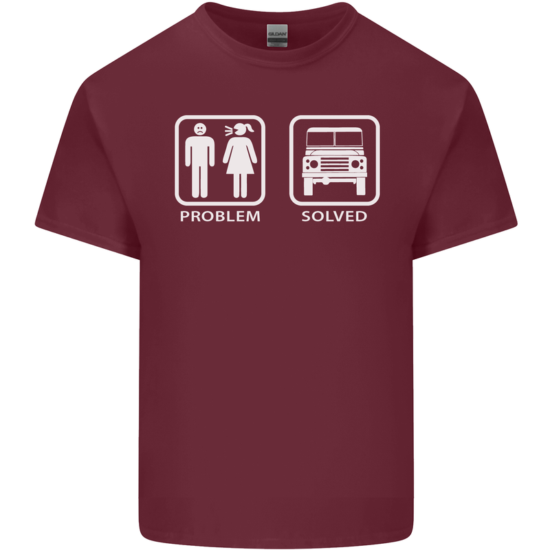 4x4 Problem Solved Off Roading Road Mens Cotton T-Shirt Tee Top Maroon