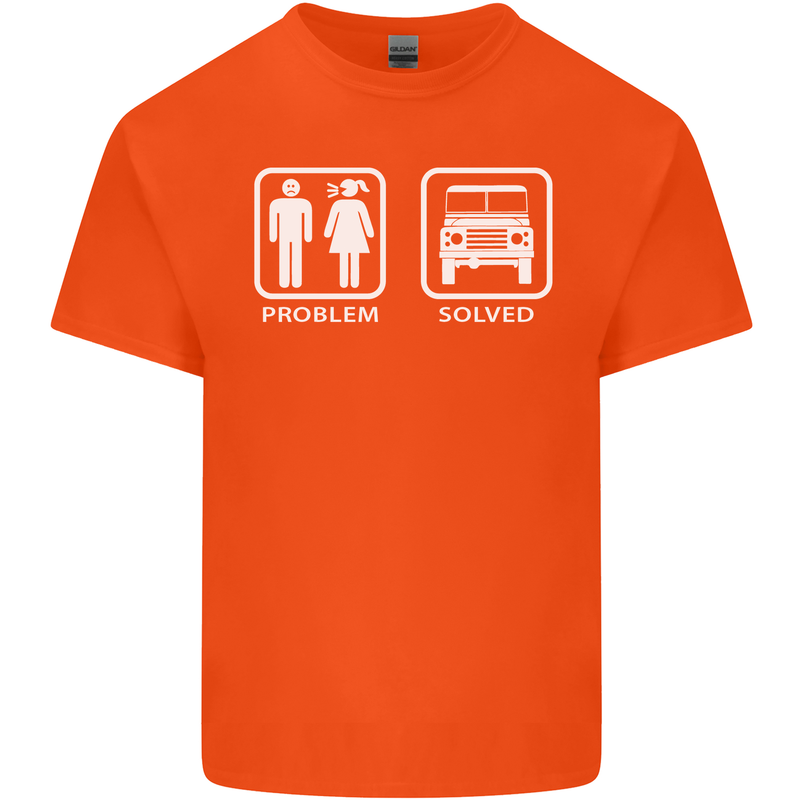 4x4 Problem Solved Off Roading Road Mens Cotton T-Shirt Tee Top Orange
