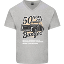 50 Year Old Banger Birthday 50th Year Old Mens V-Neck Cotton T-Shirt Sports Grey