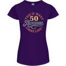 50th Birthday 50 Year Old Awesome Looks Like Womens Petite Cut T-Shirt Purple