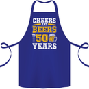 50th Birthday 50 Year Old Funny Alcohol Cotton Apron 100% Organic Royal Blue