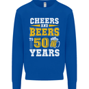 50th Birthday 50 Year Old Funny Alcohol Mens Sweatshirt Jumper Royal Blue