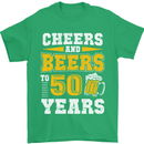 50th Birthday 50 Year Old Funny Alcohol Mens T-Shirt 100% Cotton Irish Green