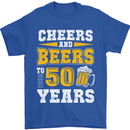 50th Birthday 50 Year Old Funny Alcohol Mens T-Shirt 100% Cotton Royal Blue