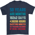 50th Birthday 50 Year Old Mens T-Shirt 100% Cotton Navy Blue