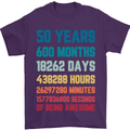 50th Birthday 50 Year Old Mens T-Shirt 100% Cotton Purple