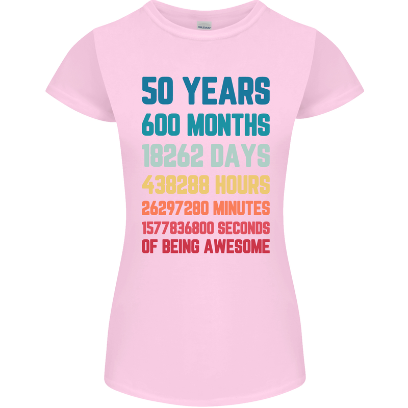 50th Birthday 50 Year Old Womens Petite Cut T-Shirt Light Pink