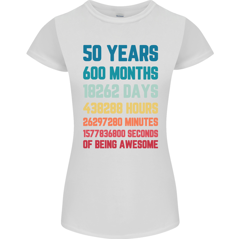50th Birthday 50 Year Old Womens Petite Cut T-Shirt White