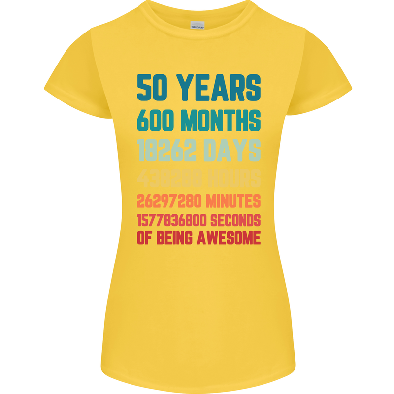 50th Birthday 50 Year Old Womens Petite Cut T-Shirt Yellow