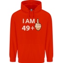 50th Birthday Funny Offensive 50 Year Old Mens 80% Cotton Hoodie Bright Red