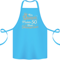 50th Birthday Queen Fifty Years Old 50 Cotton Apron 100% Organic Turquoise