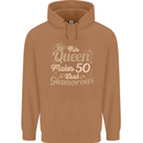 50th Birthday Queen Fifty Years Old 50 Mens 80% Cotton Hoodie Caramel Latte