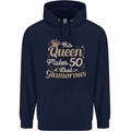 50th Birthday Queen Fifty Years Old 50 Mens 80% Cotton Hoodie Navy Blue