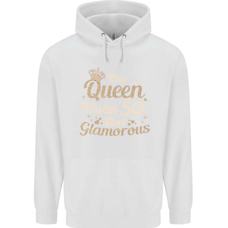 50th Birthday Queen Fifty Years Old 50 Mens 80% Cotton Hoodie White