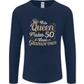 50th Birthday Queen Fifty Years Old 50 Mens Long Sleeve T-Shirt Navy Blue