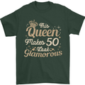 50th Birthday Queen Fifty Years Old 50 Mens T-Shirt Cotton Gildan Forest Green